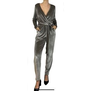Chaser Women's Olive Green Velour Jumpsuit Size S